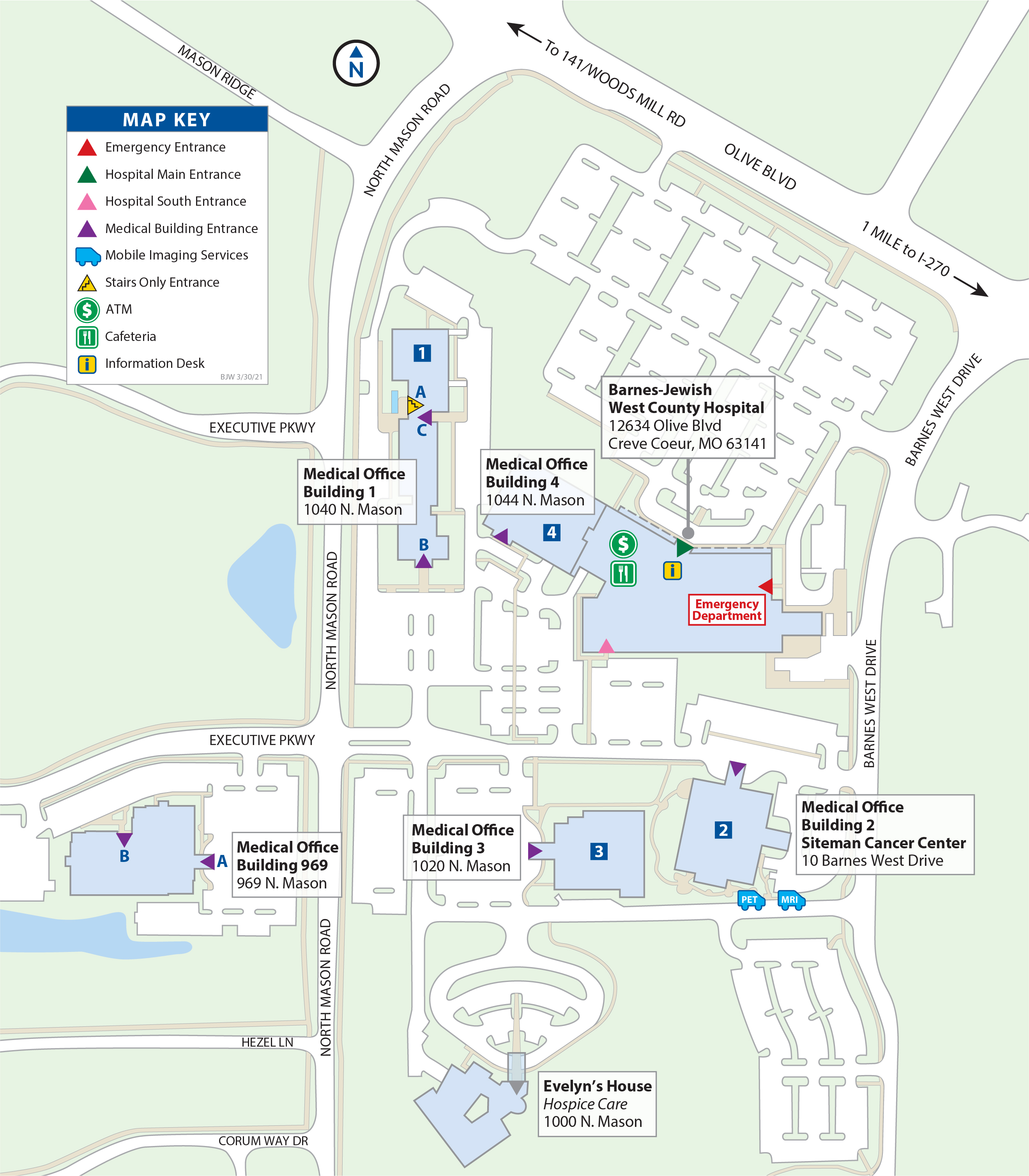 Campus Map Parking Barnes Jewish West County Hospital