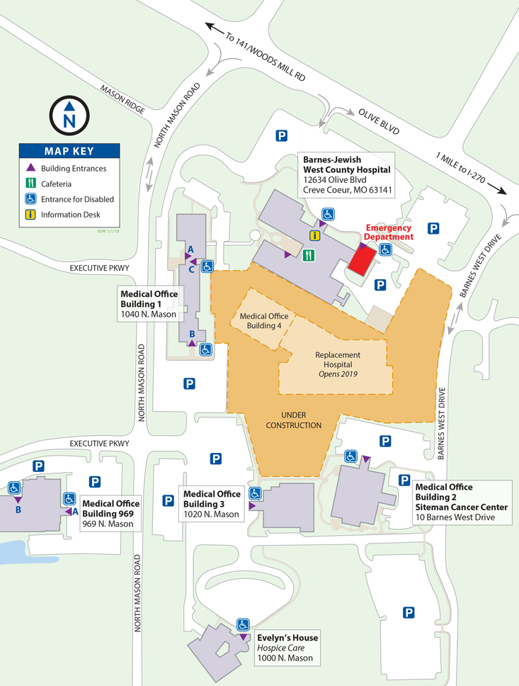Campus Map & Parking | Barnes-Jewish West County Hospital