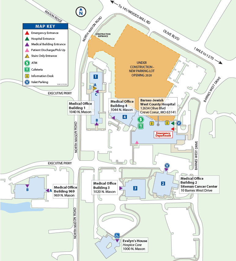 Campus Map & Parking | Barnes-Jewish West County Hospital