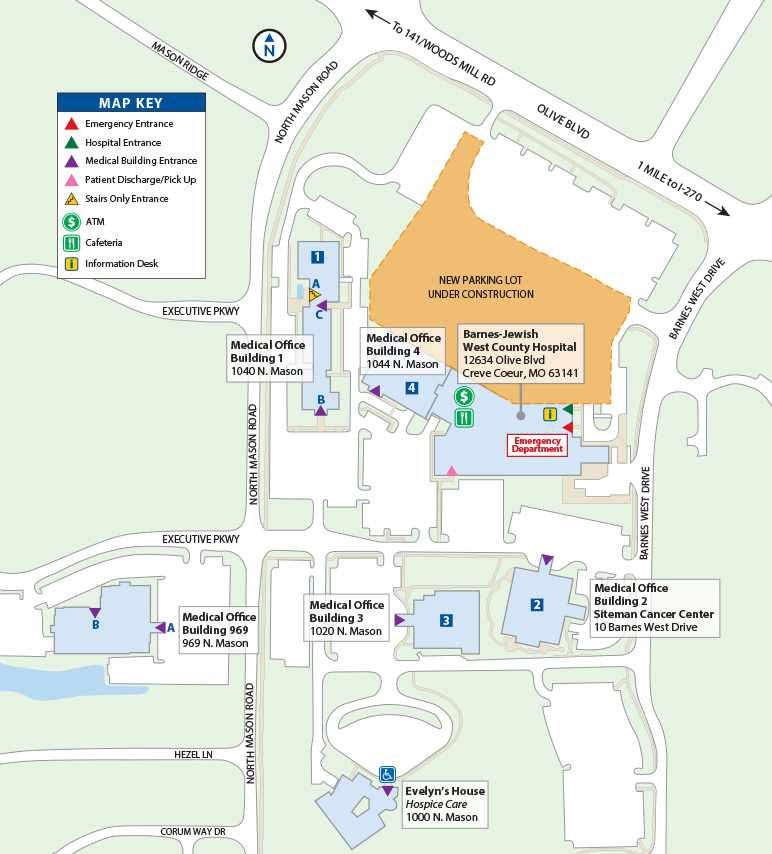 Campus Map & Parking | Barnes-Jewish West County Hospital